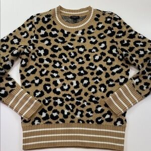 Talbots Leopard Print Sweater Tan Black White Women’s Sz SP